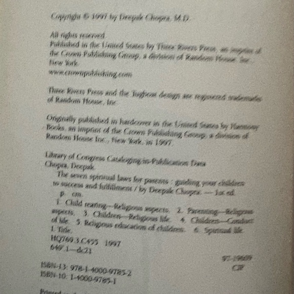 Deepak Chopra 1997. Great book for parents. - Picture 3 of 4